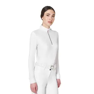 Women's long sleeve competition polo shirt Equestro Stones Tape image-4