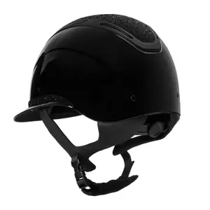 Polo riding helmet with visor, diamonds and shiny shell for women Equestro Apocalypse image-1