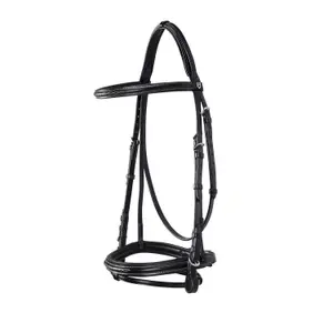 Frenos de equitación para caballo inglés de cuero con bordados Equestro image-0