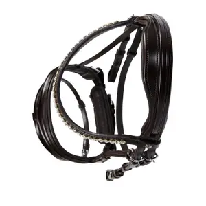Anatomisch paardrijd hoofdstellen van leer met glitters Equestro image-2