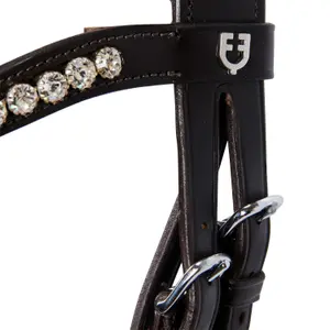 Anatomisch paardrijd hoofdstellen van leer met glitters Equestro image-3