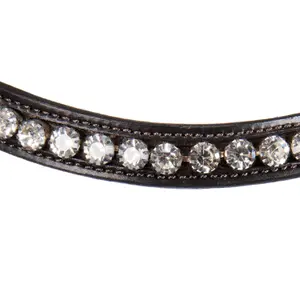 Anatomisch paardrijd hoofdstellen van leer met glitters Equestro image-4