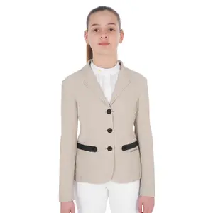 Three-button competition riding jacket, perforated fabric, girl Equestro image-0