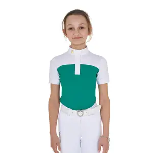 Turnier-Poloshirt Mädchen Equestro Buttons 1/2 Mesh image-0
