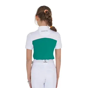 Turnier-Poloshirt Mädchen Equestro Buttons 1/2 Mesh image-1