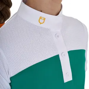Turnier-Poloshirt Mädchen Equestro Buttons 1/2 Mesh image-2