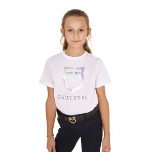 Katoenen meisjes-T-shirt Equestro Multicolor Logo image-0
