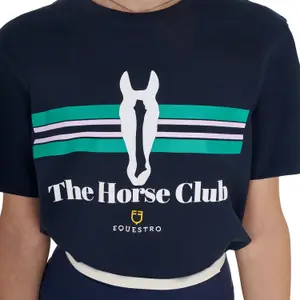 Gestreepte katoenen T-shirt voor meisjes Equestro Horse Club image-2