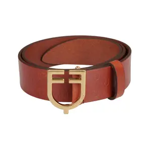 Ceinture cuir avec logo et boucle à logo Equestro image-0