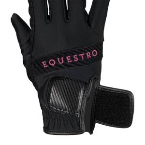 Technical fabric riding gloves with multicoloured logo Equestro image-3