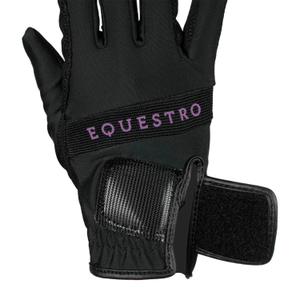 Technical fabric riding gloves with multicoloured logo Equestro image-3