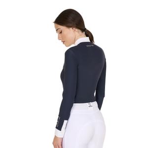 Long sleeve pleated cotton competition polo for women Equestro image-1