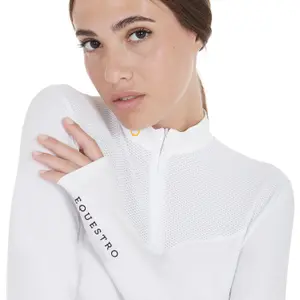 Polo de equitação de competição mangas longas mulher Equestro image-4