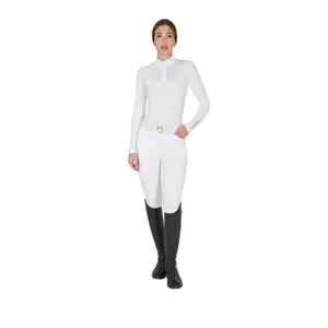 Polo de equitação de competição mangas longas mulher Equestro image-2