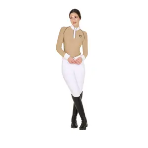 Polo de equitação de competição mangas longas mulher Equestro image-1