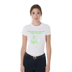 Katoenen dames-T-shirt Equestro Fluo Print image-0