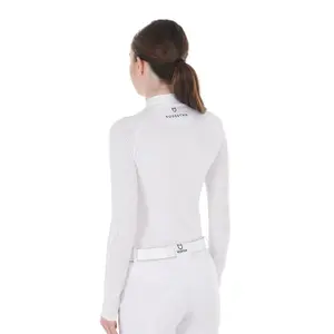 Women's long sleeve competition polo shirt Equestro Tulle Stretch image-1