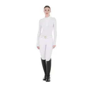 Women's long sleeve competition polo shirt Equestro Tulle Stretch image-2