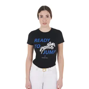 Katoenen dames-T-shirt Equestro Ready To Jump image-0
