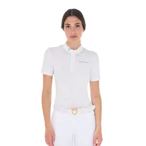 Turniershirt mit Strasskragen für Damen Equestro image-0