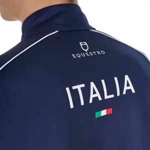 Polo de equitación de manga larga con cremallera bandera italiana Equestro X FISE image-2