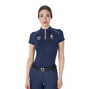 Polo da equitazione da donna con zip Equestro Technical Training image-0