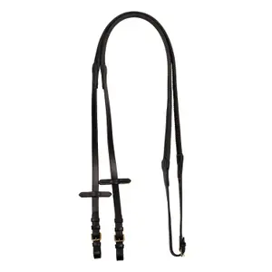Rédeas para cavalo em couro e borracha com ligação em latão Equestro image-0