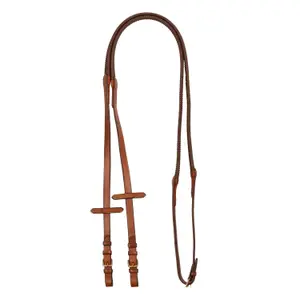 Rédeas para cavalo em couro e borracha com ligação em latão Equestro image-0