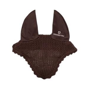 ss00506-brown-cotton-fly-veil-for-horse-with-elastic-ears-equestro-brown-one-size