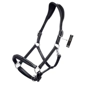 Anatomical horse halter with double leather lock Equiline image-0