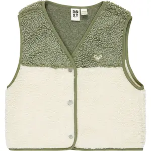 Girls' Sleeveless Sherpa Jacket Roxy Iconic Color Block image-0
