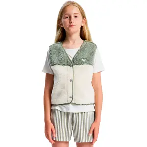 Girls' Sleeveless Sherpa Jacket Roxy Iconic Color Block image-1