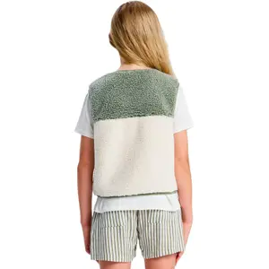 Girls' Sleeveless Sherpa Jacket Roxy Iconic Color Block image-3