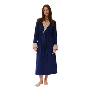 Waffle Hooded Robe with Collar Women Esli image-0
