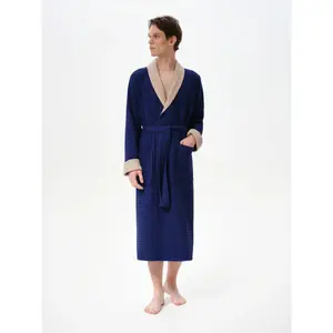 Waffle Hooded Robe with Collar Women Esli image-1