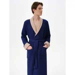 Waffle Hooded Robe with Collar Women Esli image-3