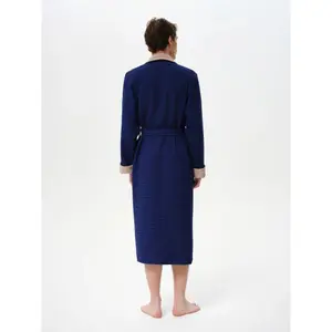 Waffle Hooded Robe with Collar Women Esli image-4