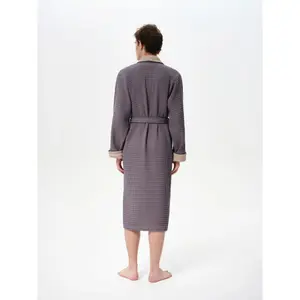 Waffle Hooded Robe with Collar Women Esli image-3