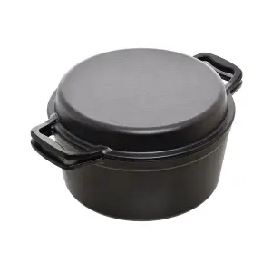 2-in-1 Cast Iron Casserole with Lid that Doubles as Frying Pan Estia Home Art image-0
