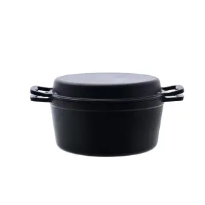 2-in-1 Cast Iron Casserole with Lid that Doubles as Frying Pan Estia Home Art image-1