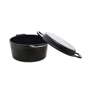 2-in-1 Cast Iron Casserole with Lid that Doubles as Frying Pan Estia Home Art image-2