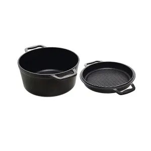 2-in-1 Cast Iron Casserole with Lid that Doubles as Frying Pan Estia Home Art image-3