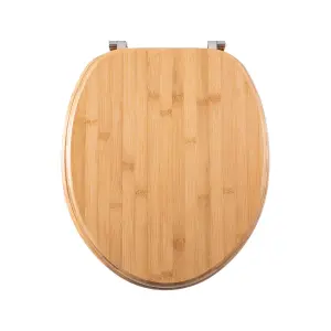 Asiento de inodoro con bisagras de acero ajustables Estia Home Art Bamboo Essentials image-1