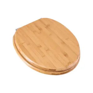 Asiento de inodoro con bisagras de acero ajustables Estia Home Art Bamboo Essentials image-2