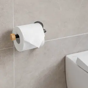 Porte-papel higiénico de parede em metal Estia Home Art Bamboo Essentials image-3