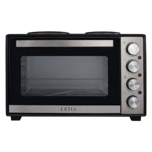 Four Électrique de Cuisine Multifonction avec 2 Plaques de Cuisson et un Revêtement Intérieur Antiadhésif Estia Home Art