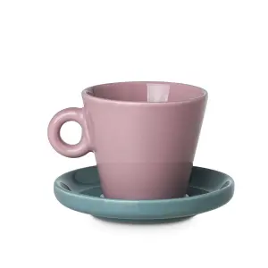 Taza de café con platillo Estia Home Art Echo New Bone image-0