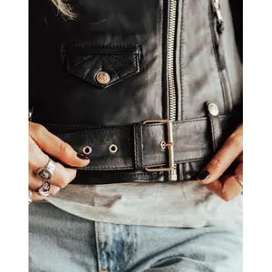 Leather motorcycle jacket for women Eudoxie Amy image-3