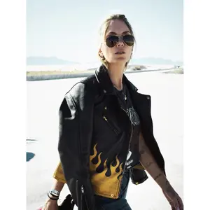 Leather motorcycle jacket for women Eudoxie Burn image-2