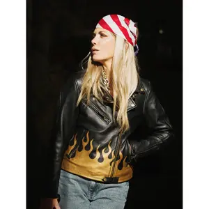 Leather motorcycle jacket for women Eudoxie Burn image-4